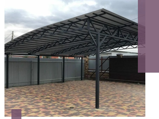 Металлические навесы под ключ в Сланцах — изготовление и монтаж