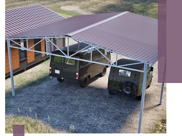 Двускатные навесы под ключ в Сланцах — изготовление и монтаж