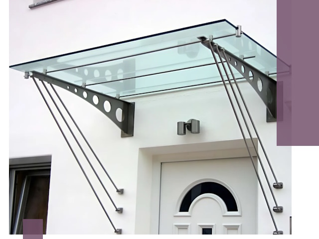 Козырьки над входом под ключ в Сланцах — изготовление и монтаж